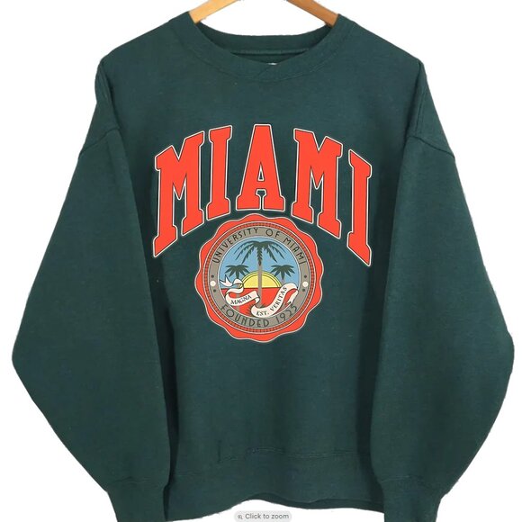 University Of Miami Sweatshirt Miami Hurricanes Sweatshirt Hurricanes Shirt - Picture 1 of 2